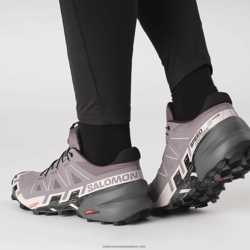Salomon peisaj lunar/negru/cenusa de trandafiri pantofi de trail de damă - speedcross 6 lățime 6D8X2J1522