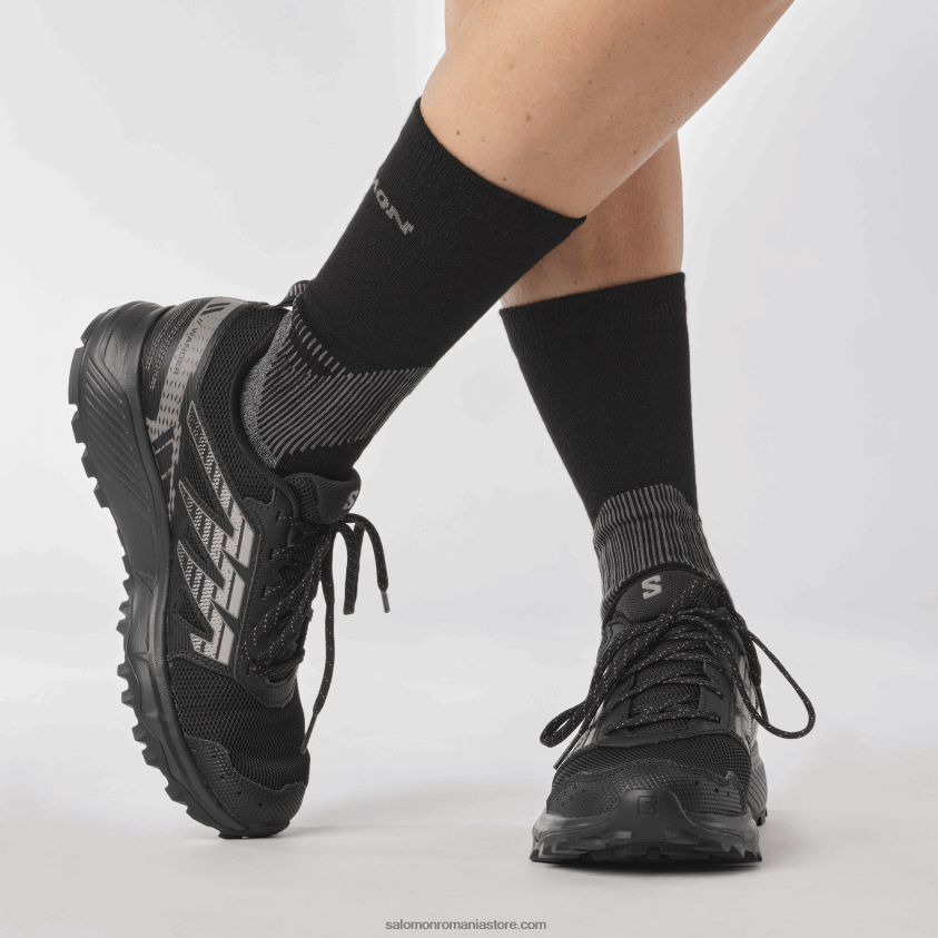 Salomon pisoi negru/prune/pescăruş pantofi de alergare damă – hoinări 6D8X2J1546