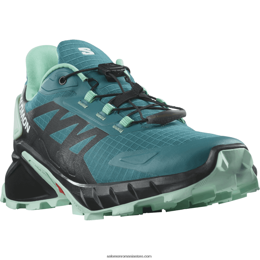 Salomon port albastru/negru/yucca pantofi de alergare pentru femei - supercross 4 6D8X2J1544
