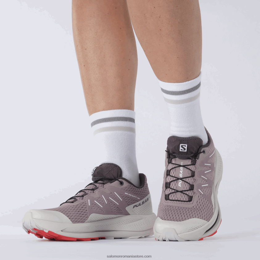Salomon prepeliță/roșu lunar/roșu mac pantofi de alergare trail damă - pulsar trail 6D8X2J1512