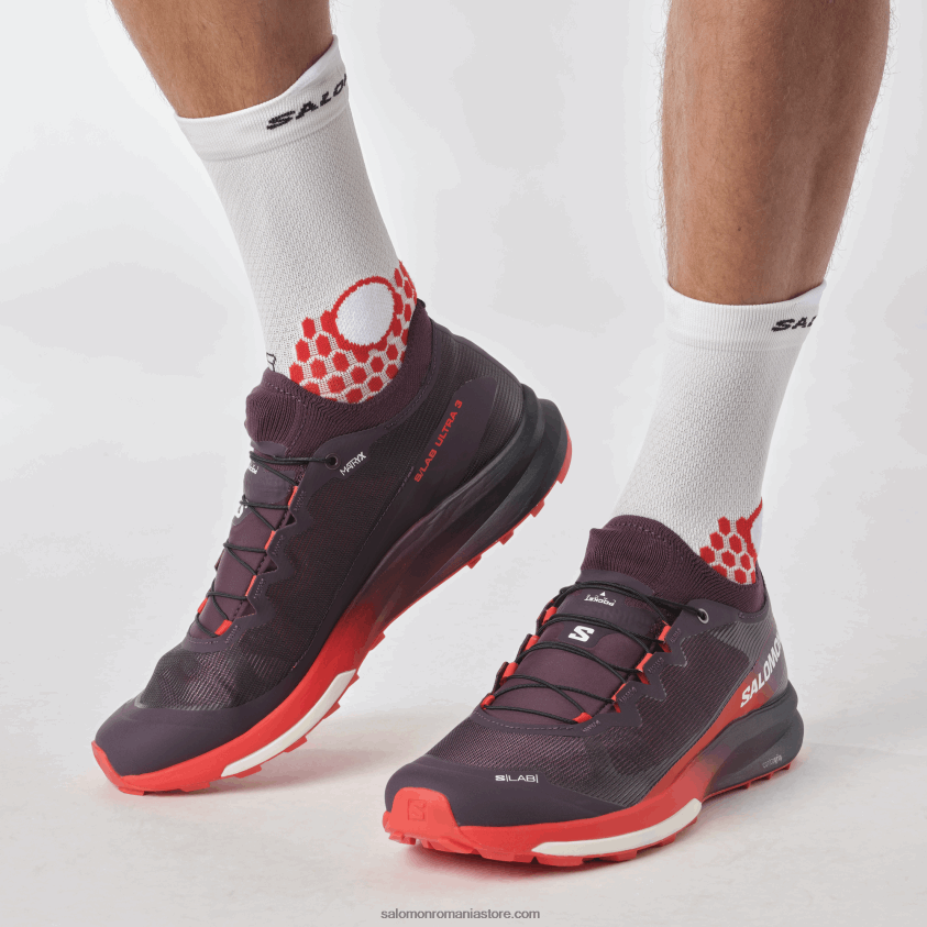 Salomon prune perfect/rosu foc/alb pantofi de trail de damă - s/lab ultra 3 6D8X2J1508