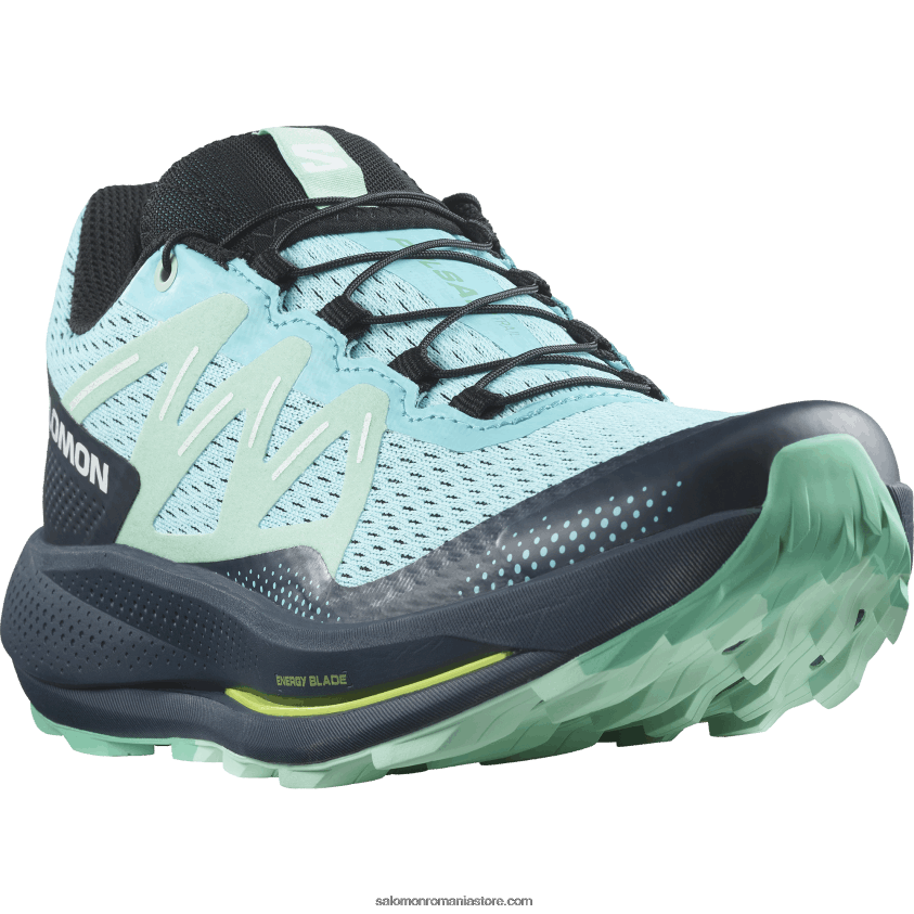 Salomon strălucire albastră/carbon/yucca pantofi de alergare trail damă - pulsar trail 6D8X2J1513