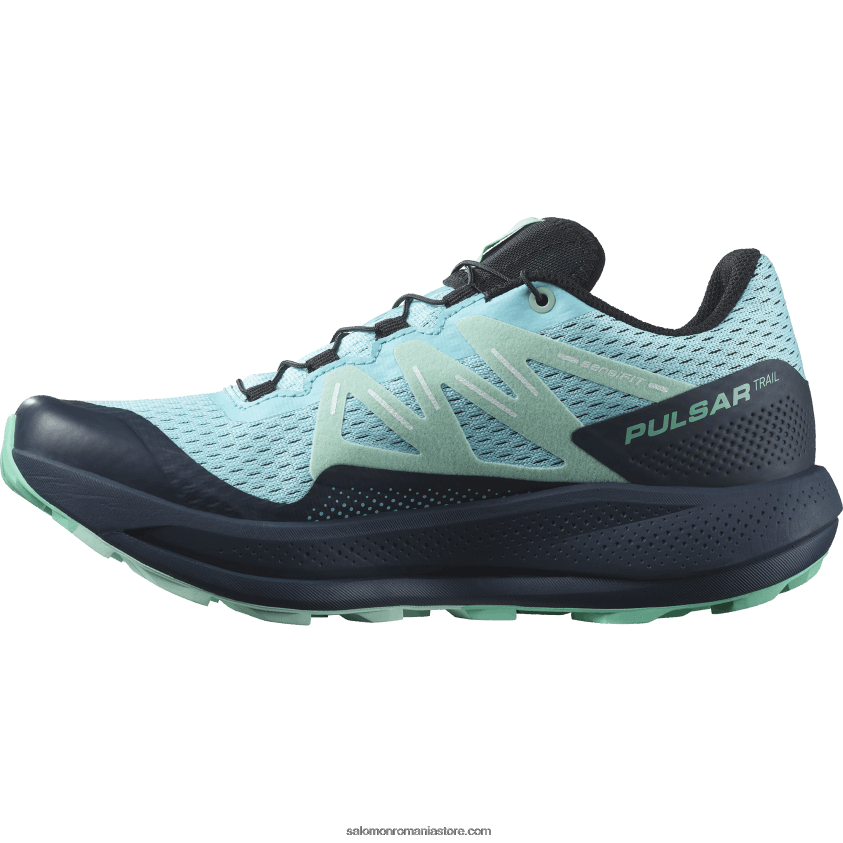Salomon strălucire albastră/carbon/yucca pantofi de alergare trail damă - pulsar trail 6D8X2J1513