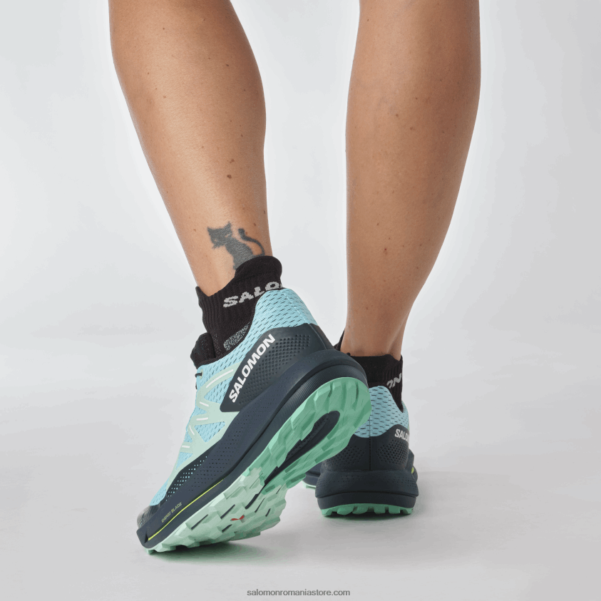 Salomon strălucire albastră/carbon/yucca pantofi de alergare trail damă - pulsar trail 6D8X2J1513