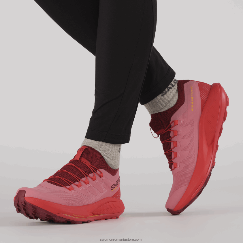 Salomon trandafir de ceai/roșu ciclist/portocaliu aprins pantofi de trail de damă - pulsar trail pro 6D8X2J1533