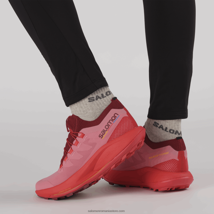 Salomon trandafir de ceai/roșu ciclist/portocaliu aprins pantofi de trail de damă - pulsar trail pro 6D8X2J1533