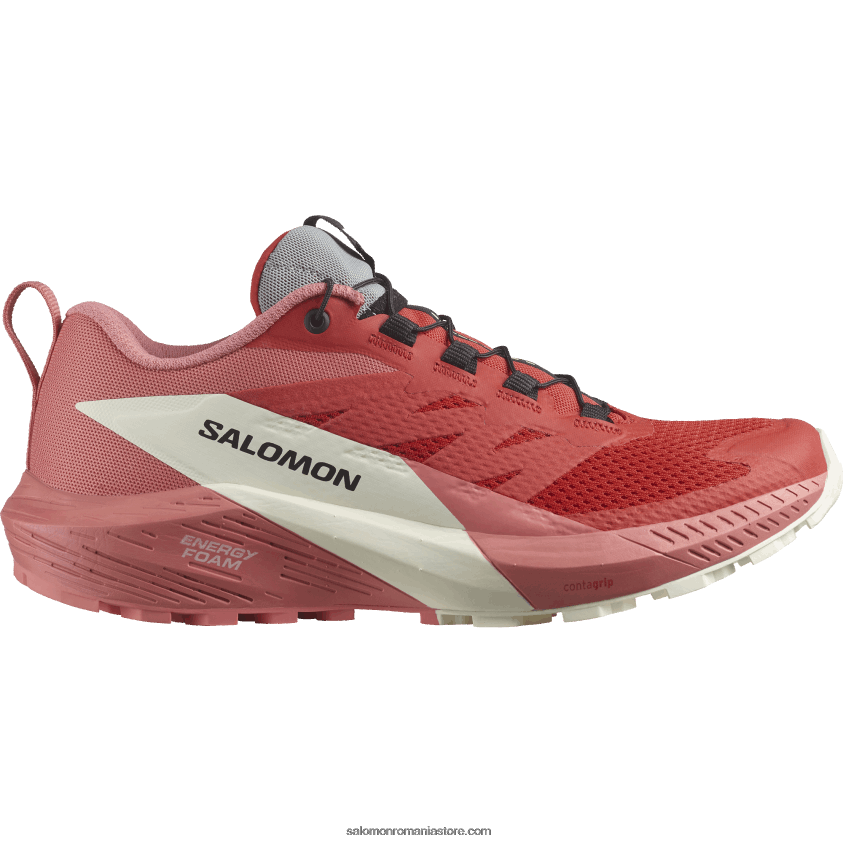 Salomon trandafir de ceai/rosu foc/gheata de vanilie pantofi de trail de damă - sense ride 5 6D8X2J1498