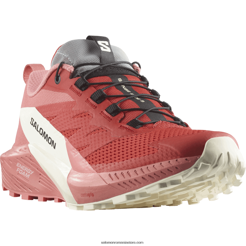 Salomon trandafir de ceai/rosu foc/gheata de vanilie pantofi de trail de damă - sense ride 5 6D8X2J1498