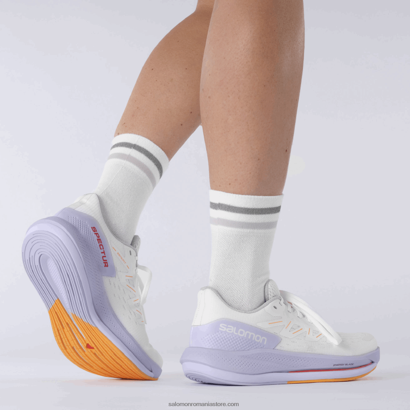Salomon alb/violet erica/portocaliu aprins pantofi de alergare dama - spectur 6D8X2J747