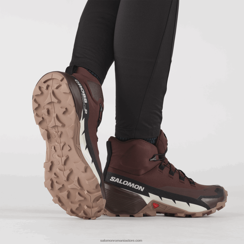 Salomon ciocolată amară/mousse mocha/gheață de vanilie cizme de drumetie dama - cross hike 2 mid gore-tex 6D8X2J738