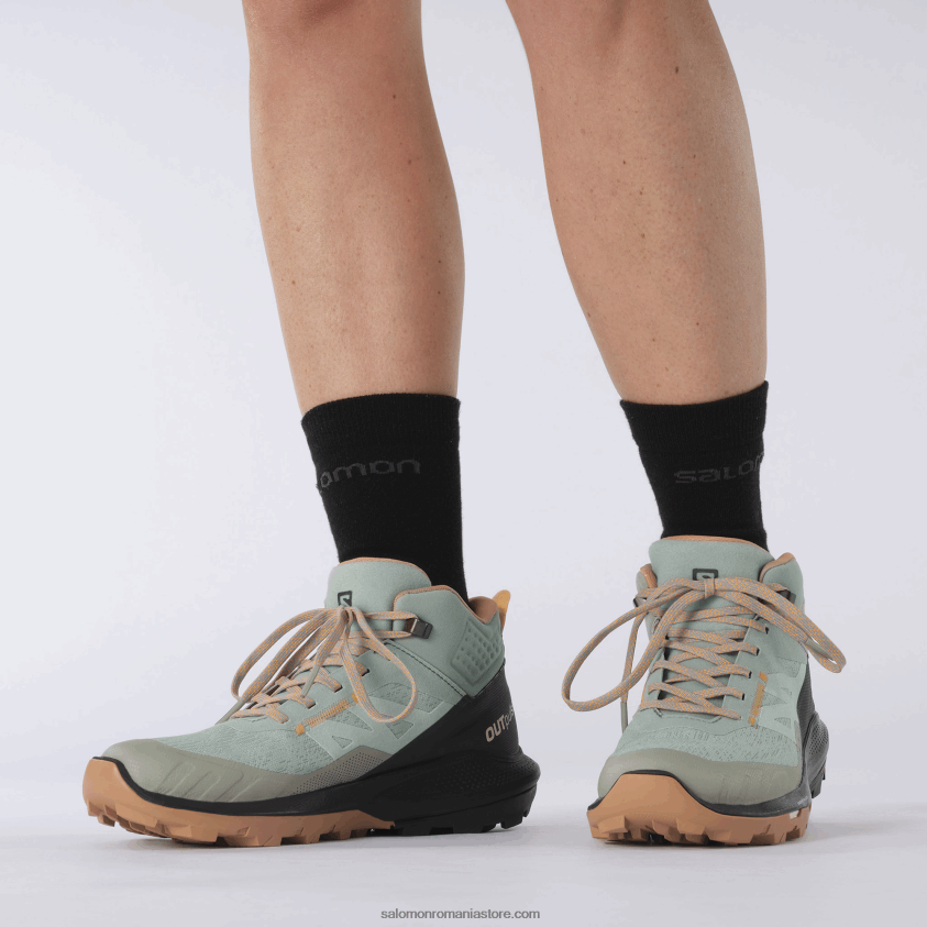 Salomon fier forjat/abanos/portocaliu aprins cizme de drumetie dama - outpulse mid gore-tex 6D8X2J1115