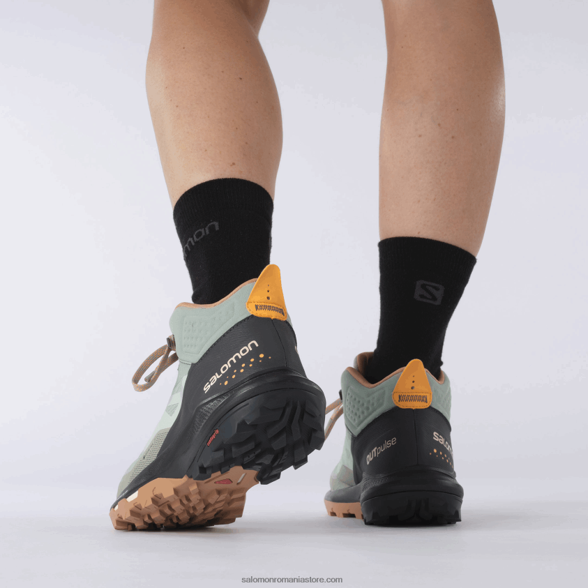 Salomon fier forjat/abanos/portocaliu aprins cizme de drumetie dama - outpulse mid gore-tex 6D8X2J1115