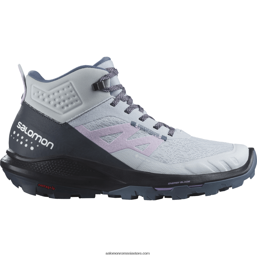 Salomon gheață arctică/cerneală de India/înflorire de orhidee cizme de drumetie dama - outpulse mid gore-tex 6D8X2J1114