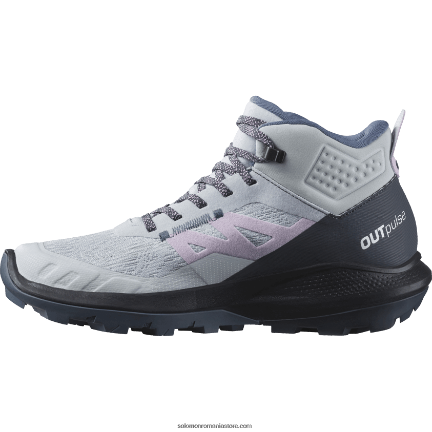 Salomon gheață arctică/cerneală de India/înflorire de orhidee cizme de drumetie dama - outpulse mid gore-tex 6D8X2J1114
