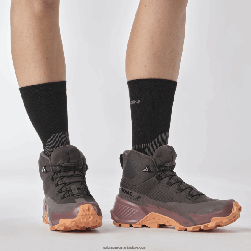 Salomon șisturi/ghimbir sălbatic/aur coral cizme de drumetie dama - cross hike 2 mid gore-tex 6D8X2J737