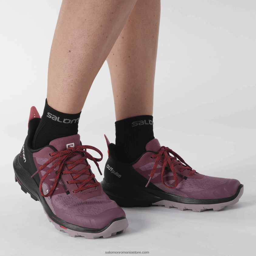 Salomon lemn de lalele/negru/rosu mac pantofi de drumeție damă - outpulse gore-tex 6D8X2J1122
