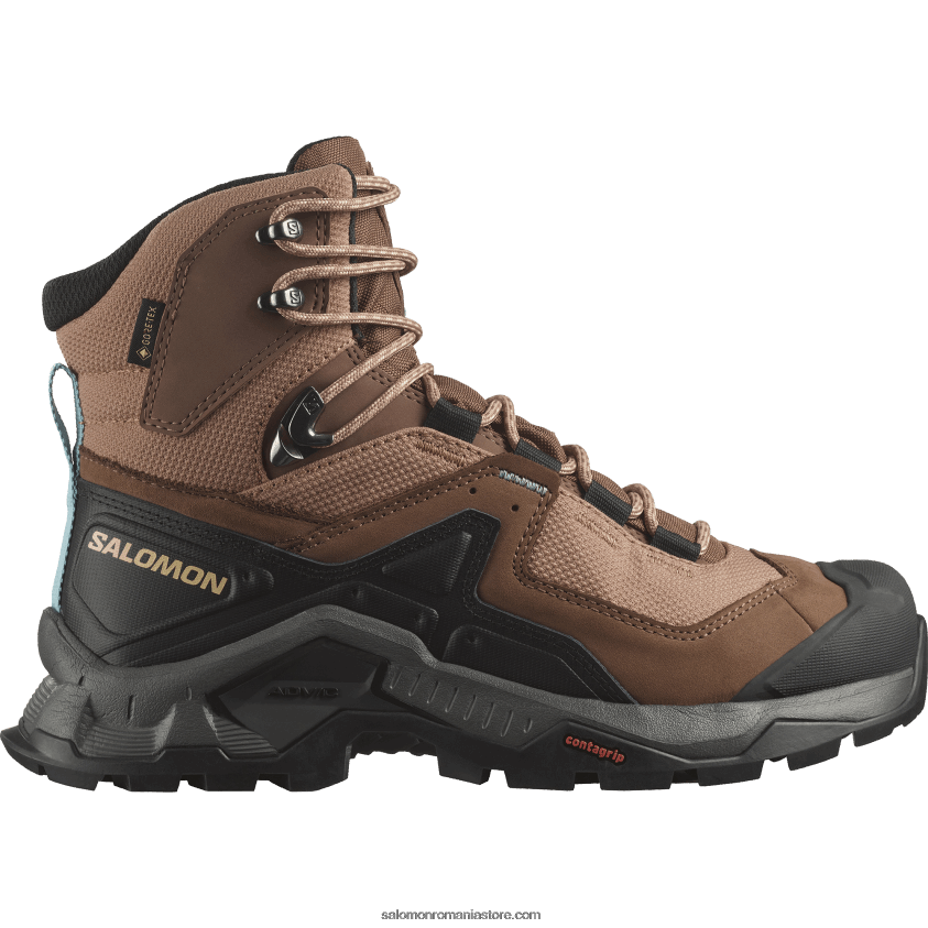 Salomon mousse moca/pewter/albastru marin ghete de drumeție din piele de damă - quest element gore-tex 6D8X2J1135