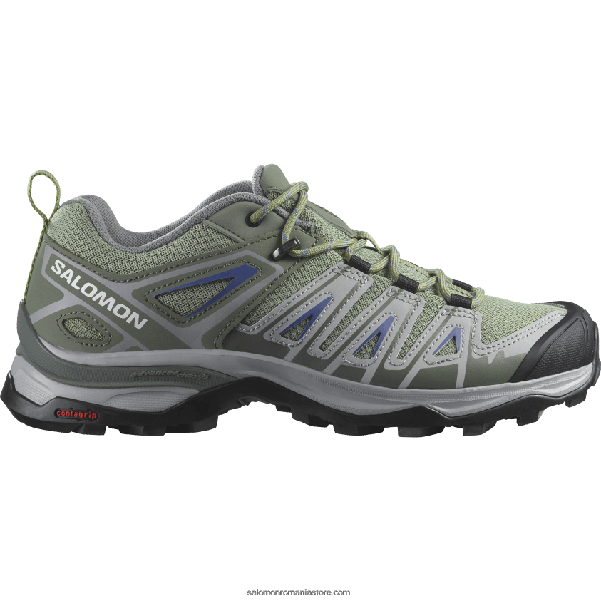 Salomon verde ulei/gri castor/albastru amparo pantofi de drumeție damă - x ultra pioneer aero 6D8X2J1121