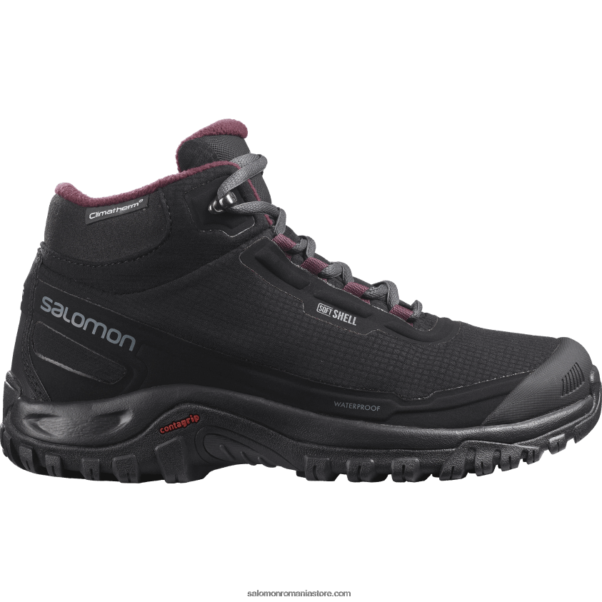 Salomon negru/abanos/degustare de vin cizme de iarna dama - shelter clima waterproof 6D8X2J782