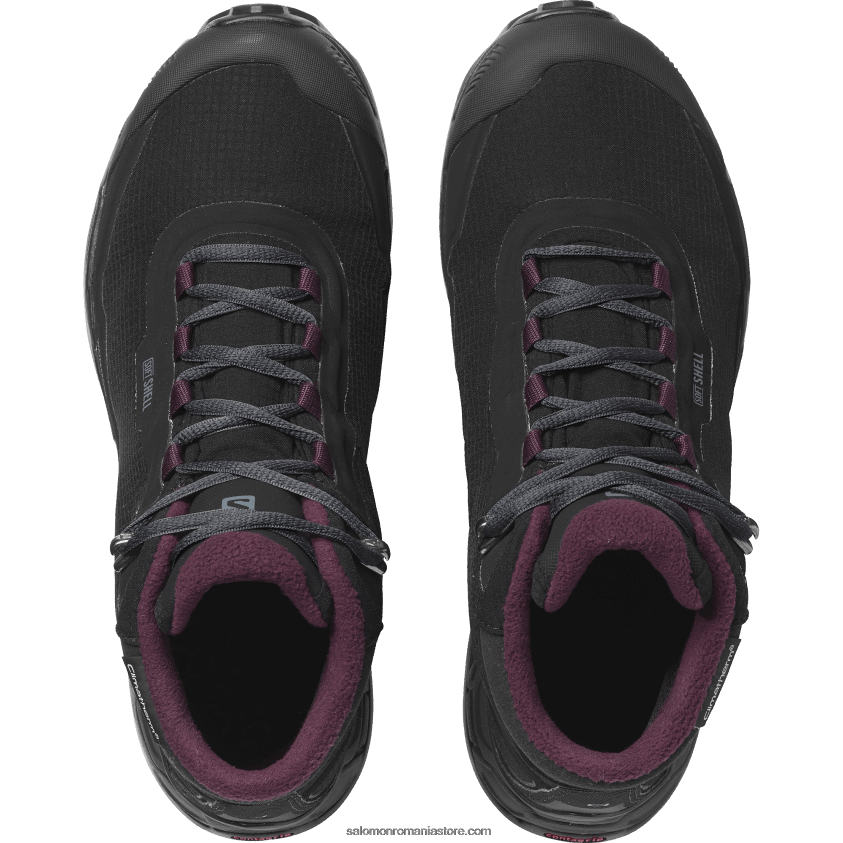 Salomon negru/abanos/degustare de vin cizme de iarna dama - shelter clima waterproof 6D8X2J782