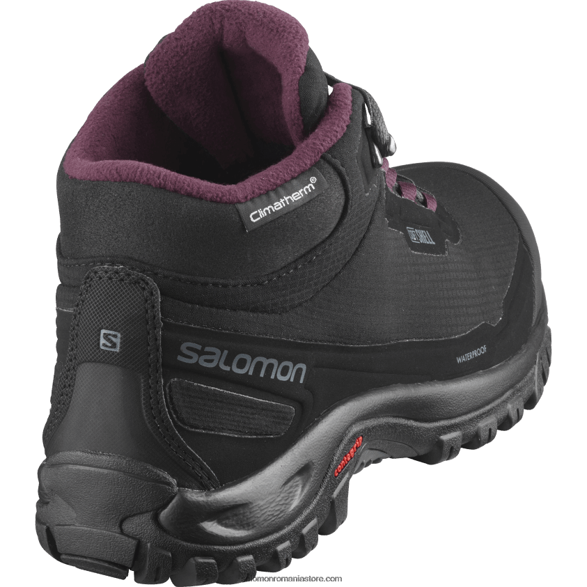 Salomon negru/abanos/degustare de vin cizme de iarna dama - shelter clima waterproof 6D8X2J782
