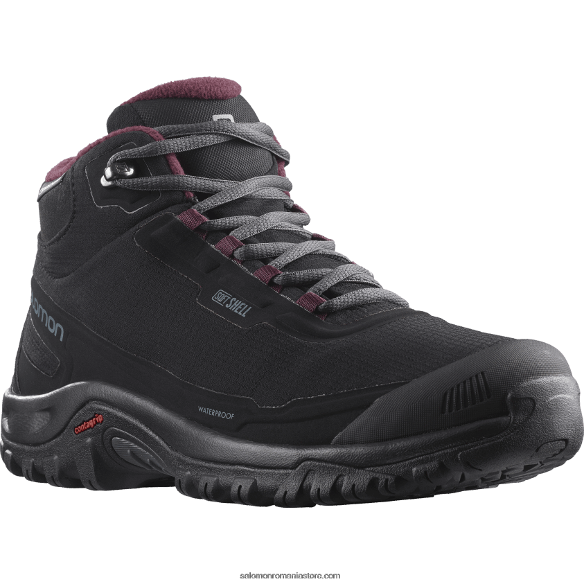 Salomon negru/abanos/degustare de vin cizme de iarna dama - shelter clima waterproof 6D8X2J782