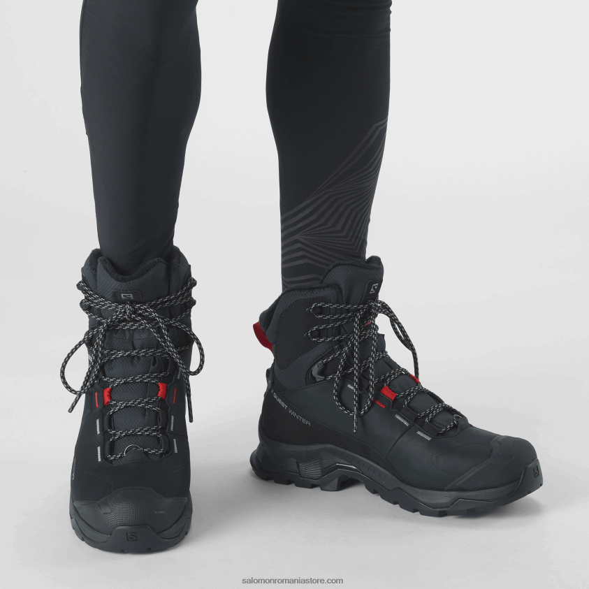 Salomon negru/goji berry/monument cizme de iarna dama - quest winter thinsulate clima waterproof 6D8X2J785