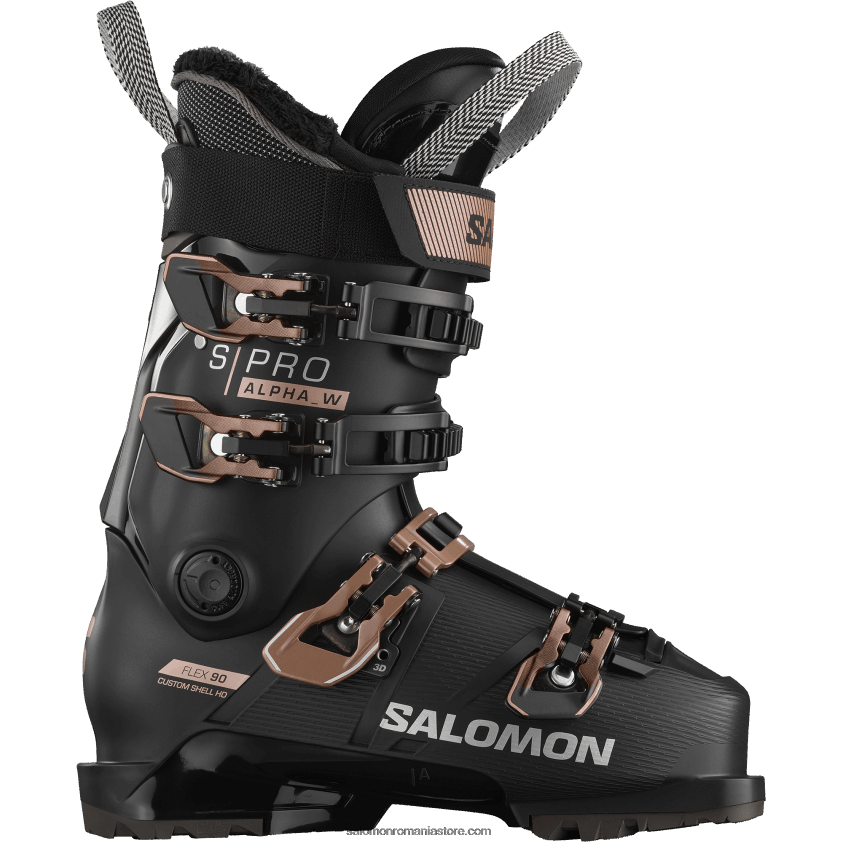 Salomon negru/roz aur metalic/argintiu cizme de pe pista dama - s/pro alpha 90 6D8X2J1029