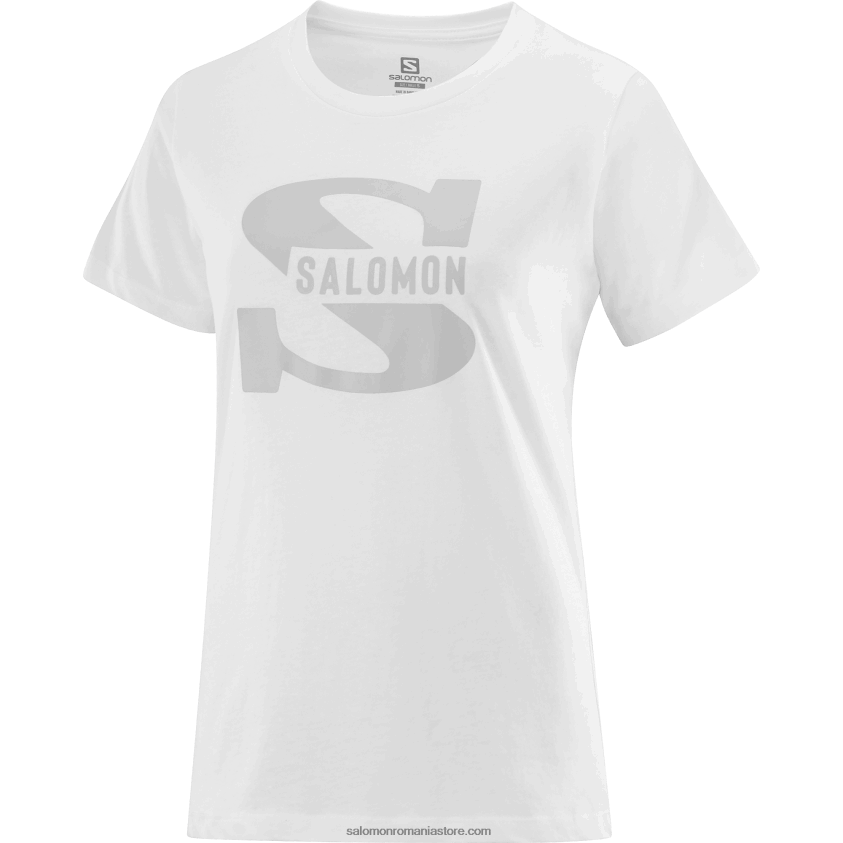 Salomon alb tricou dama cu maneca scurta - logo outlife mare 6D8X2J901