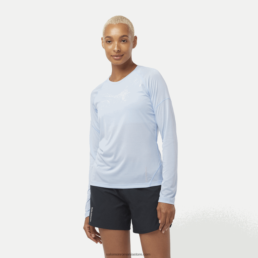 Salomon albastru chambray/hether tricou dama cu maneca lunga - cross run 6D8X2J914
