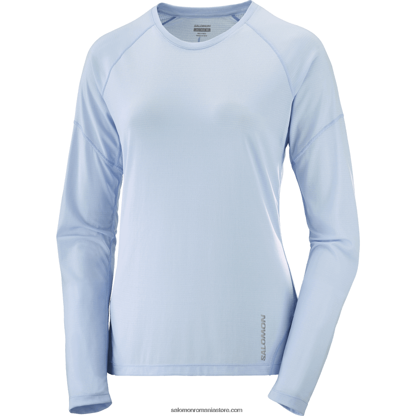 Salomon albastru chambray/hether tricou dama cu maneca lunga - cross run 6D8X2J914