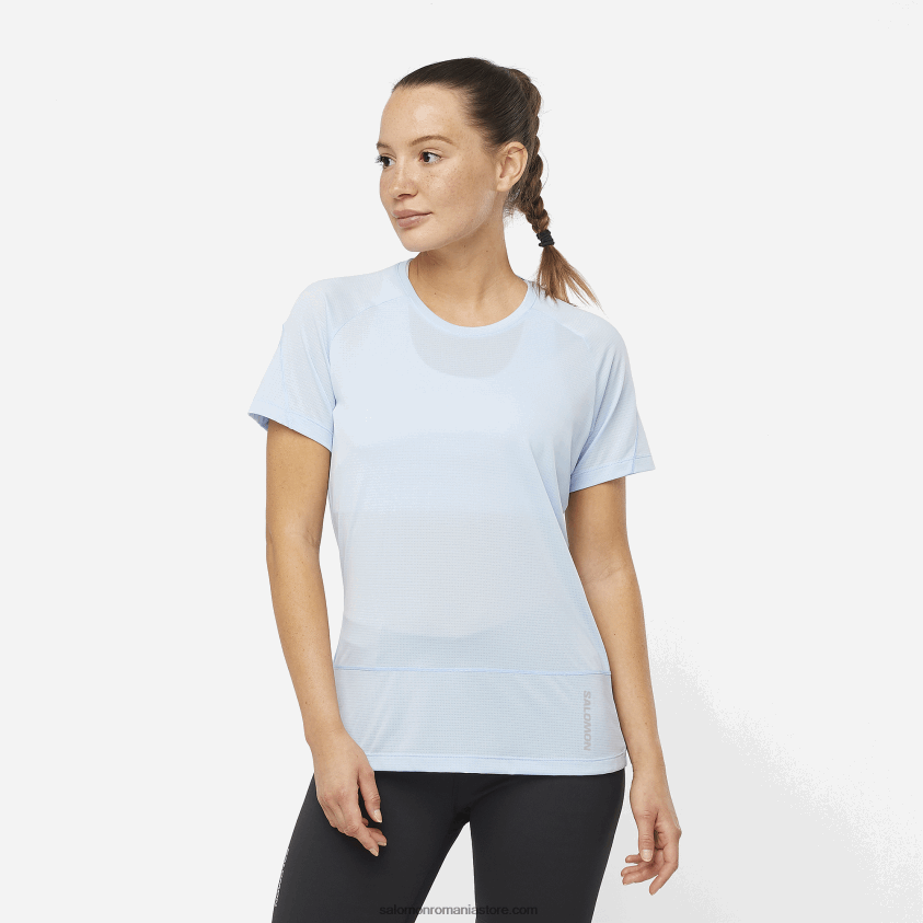 Salomon albastru chambray/hether tricou dama cu maneca scurta - cross run 6D8X2J882