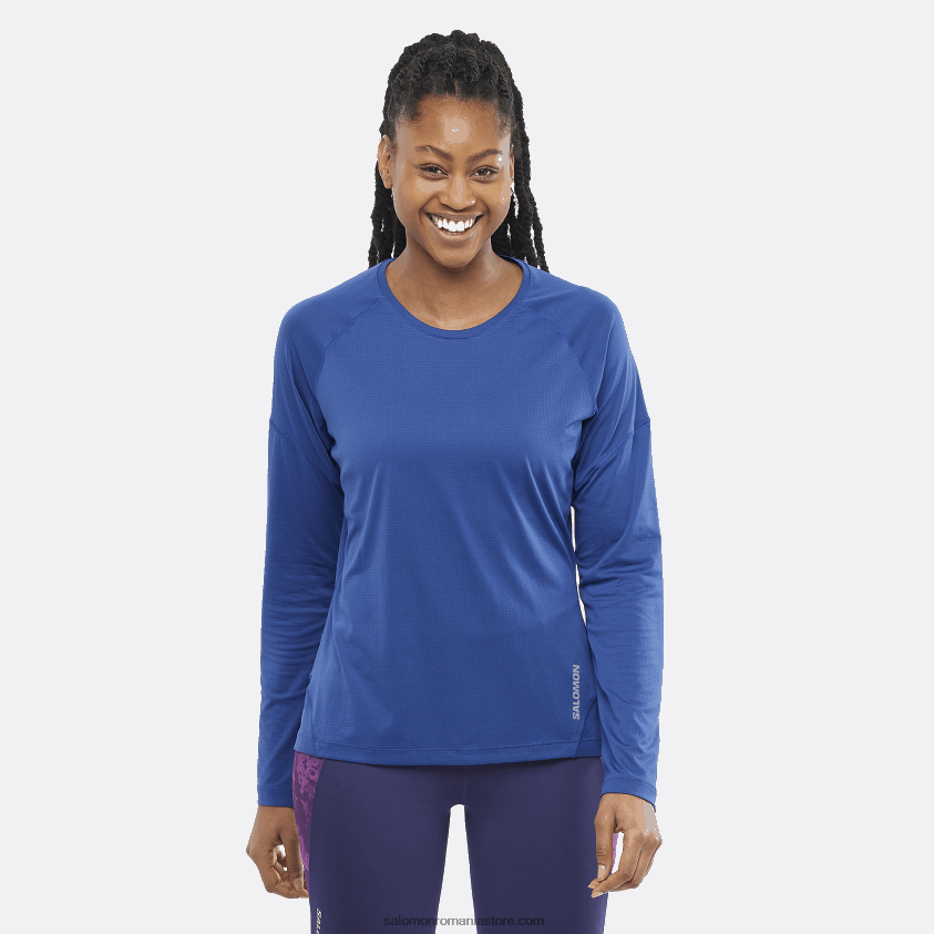 Salomon bujor bleumarin tricou dama cu maneca lunga - cross run 6D8X2J920