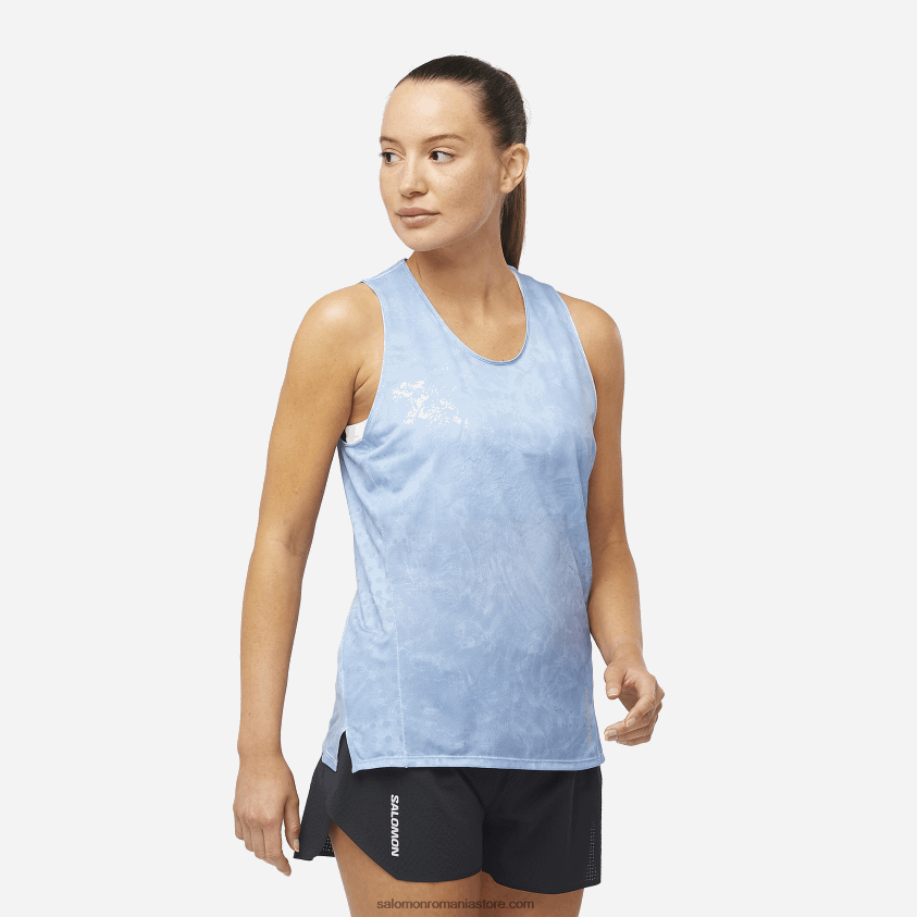 Salomon chambray blue/english manor tank pentru femei - sense aero 6D8X2J906
