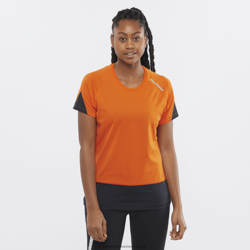 Salomon ibis stacojiu/negru adânc/nocturn tricou dama cu maneca scurta - cross run 6D8X2J886