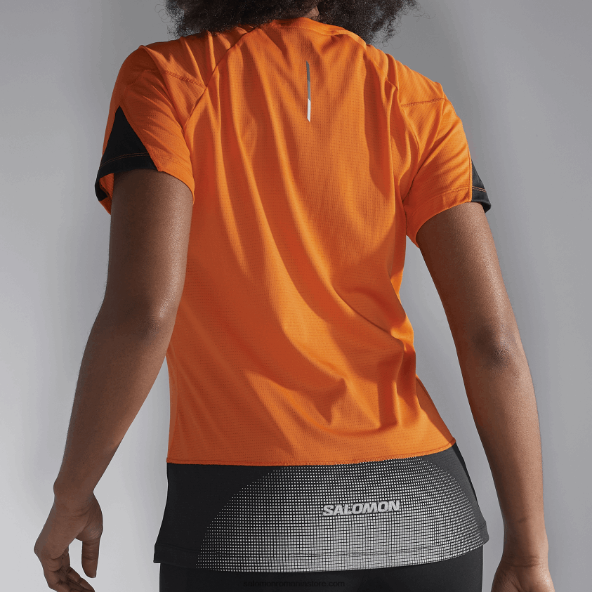 Salomon ibis stacojiu/negru adânc/nocturn tricou dama cu maneca scurta - cross run 6D8X2J886