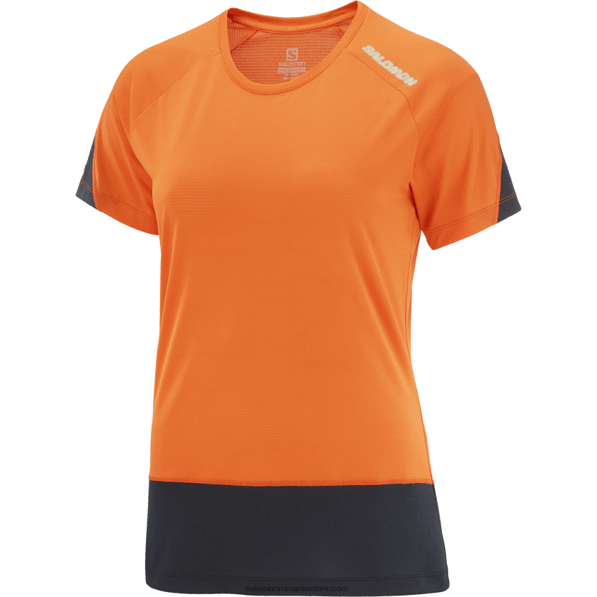 Salomon ibis stacojiu/negru adânc/nocturn tricou dama cu maneca scurta - cross run 6D8X2J886