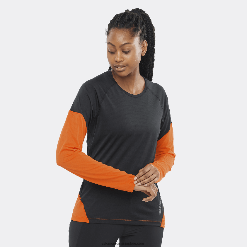Salomon negru adânc/ibis stacojiu/nocturne tricou dama cu maneca lunga - cross run 6D8X2J919