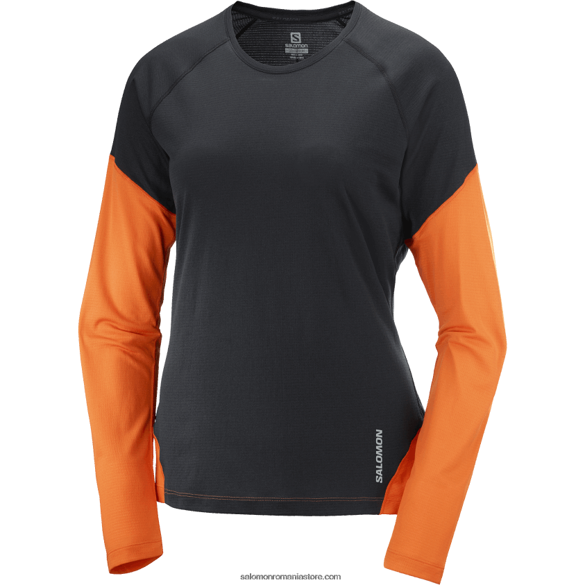 Salomon negru adânc/ibis stacojiu/nocturne tricou dama cu maneca lunga - cross run 6D8X2J919