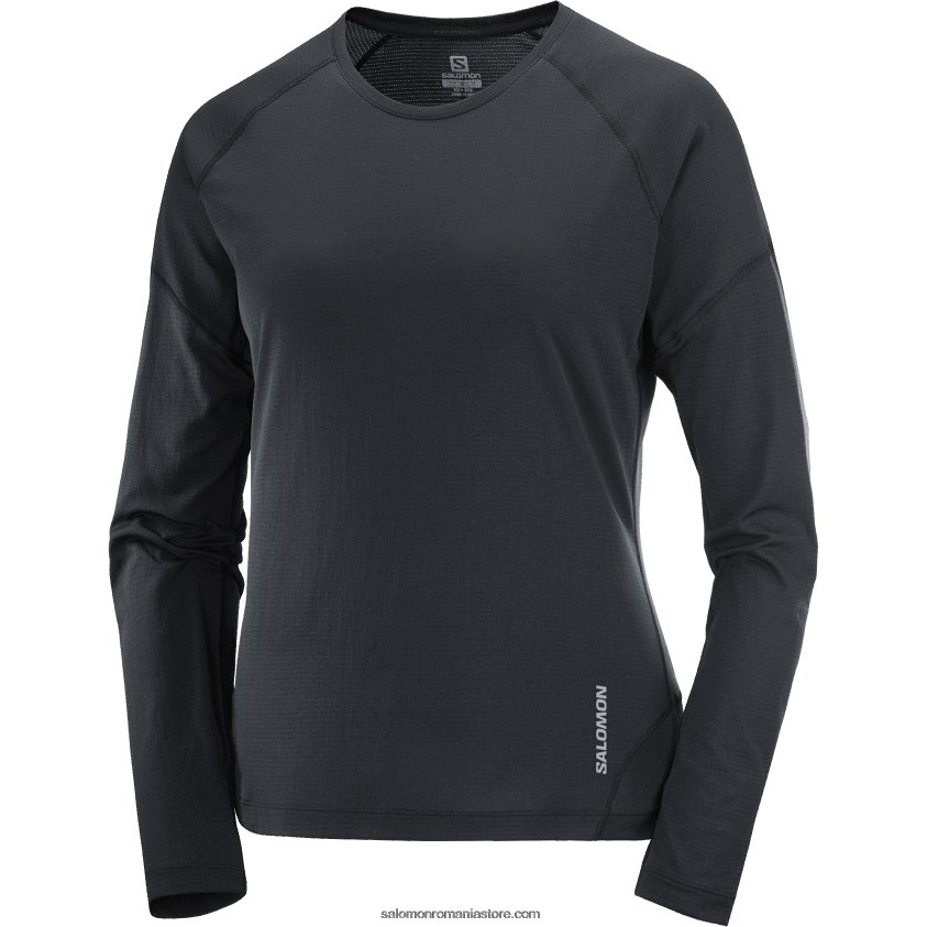 Salomon negru adânc tricou dama cu maneca lunga - cross run 6D8X2J917