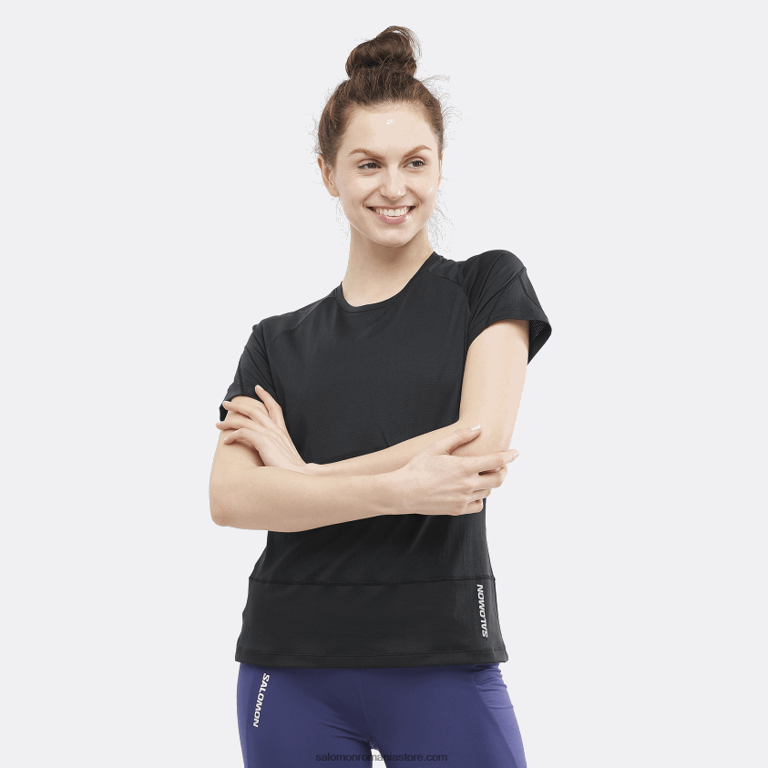 Salomon negru adânc tricou dama cu maneca scurta - cross run 6D8X2J883