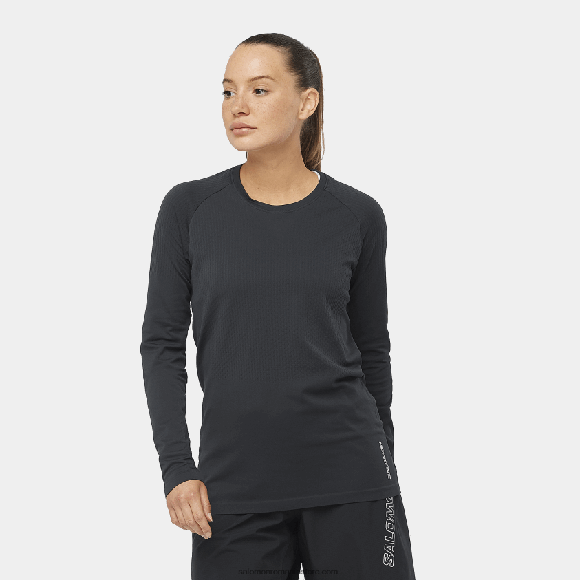 Salomon negru adânc tricou de damă cu mânecă lungă - sense aero seamless 6D8X2J908