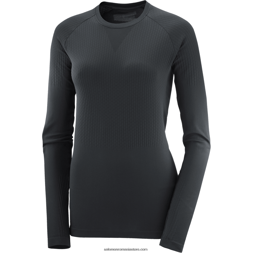 Salomon negru adânc tricou de damă cu mânecă lungă - sense aero seamless 6D8X2J908