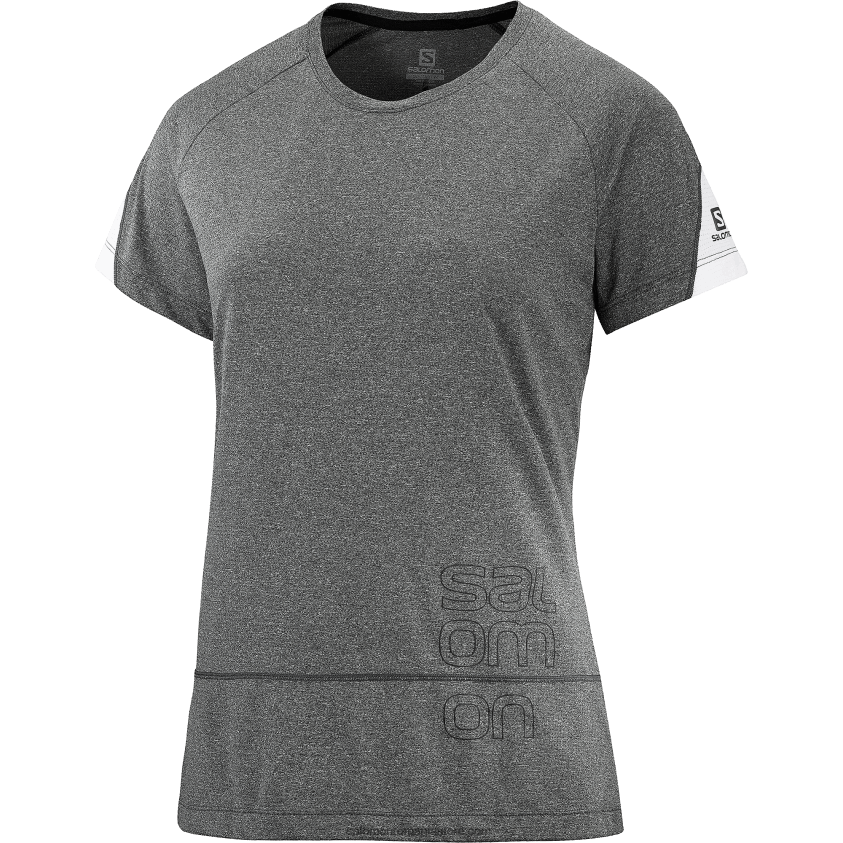 Salomon negru/caduc/alb tricou dama cu maneca scurta - grafic cross run 6D8X2J892
