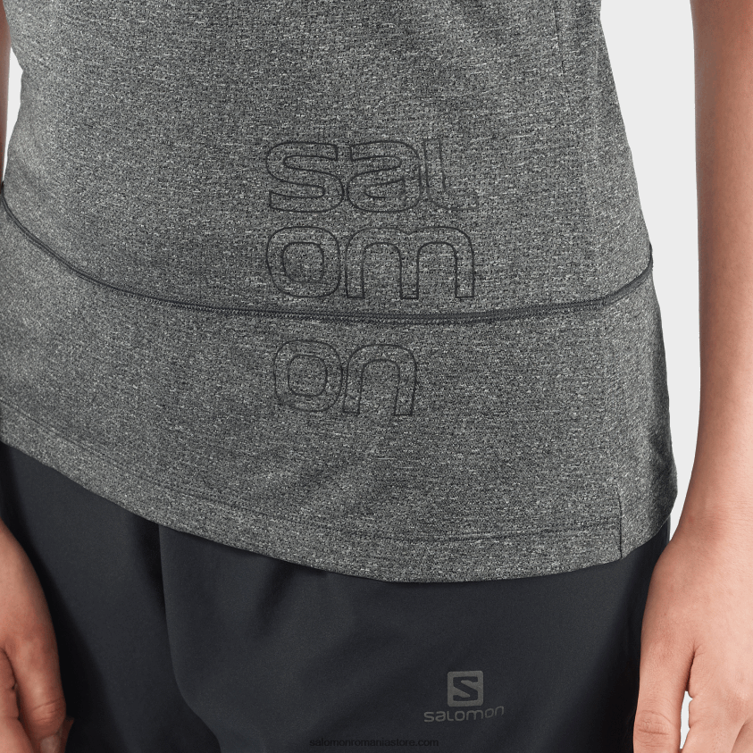 Salomon negru/caduc/alb tricou dama cu maneca scurta - grafic cross run 6D8X2J892