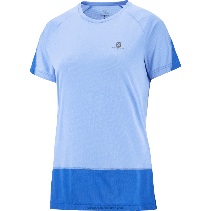 Salomon provence/hether/nautic blue tricou dama cu maneca scurta - cross run 6D8X2J884