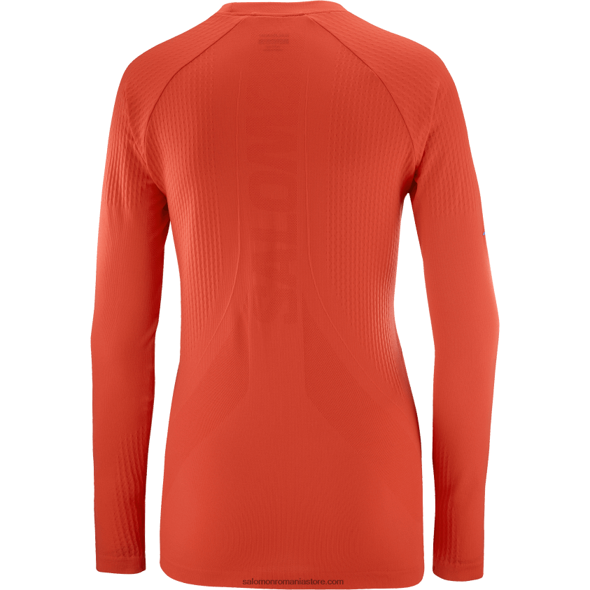 Salomon roșu aprins tricou de damă cu mânecă lungă - sense aero seamless 6D8X2J909
